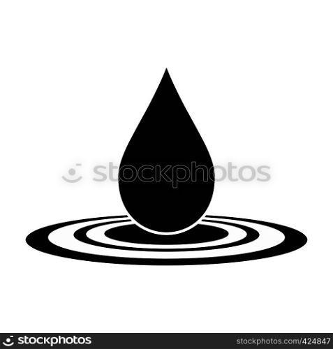 Water drop black simple icon isolated on white background. Water drop black simple icon