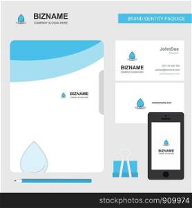Water drop Business Logo, File Cover Visiting Card and Mobile App Design. Vector Illustration