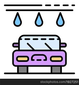 Water drop car wash icon. Outline water drop car wash vector icon color flat isolated. Water drop car wash icon color outline vector