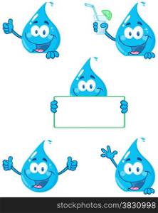 Water Drop Cartoon Mascot Characters 2