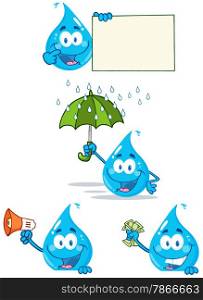 Water Drop Cartoon Mascot Characters 3