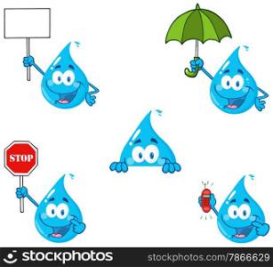Water Drop Cartoon Mascot Characters 4