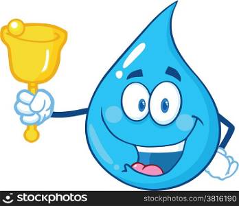 Water Drop Character Waving A Bell For Donation