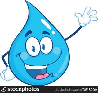 Water Drop Character Waving For Greeting