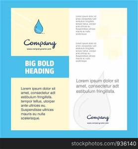 Water drop Company Brochure Title Page Design. Company profile, annual report, presentations, leaflet Vector Background