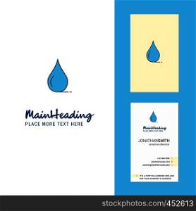 Water drop Creative Logo and business card. vertical Design Vector