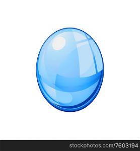 Water drop crystal clean aqua isolated. Vector clean and fresh dew, blue raindrop. Dew or raindrop isolated water symbol