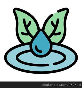 Water drop energy icon outline vector. Eco resource. Power plant color flat. Water drop energy icon vector flat