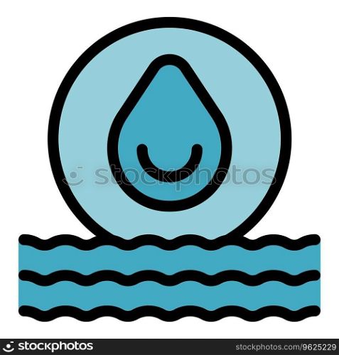 Water drop energy icon outline vector. Power plant. Panel factory color flat. Water drop energy icon vector flat