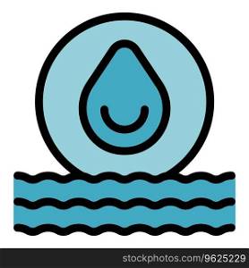 Water drop energy icon outline vector. Power plant. Panel factory color flat. Water drop energy icon vector flat