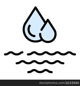 Water drop flood icon. Outline water drop flood vector icon color flat isolated. Water drop flood icon color outline vector