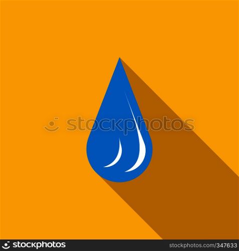 Water drop icon in flat style on a yellow background. Water drop icon in flat style