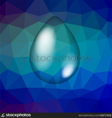 Water Drop Icon Isolated on Blue Polygonal Background. Water Drop Icon Isolated