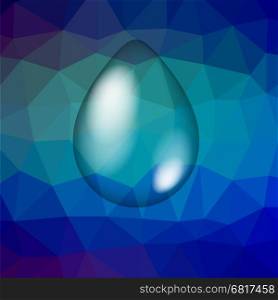 Water Drop Icon Isolated on Blue Polygonal Background. Water Drop Icon Isolated