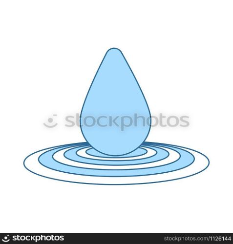 Water Drop Icon. Thin Line With Blue Fill Design. Vector Illustration.