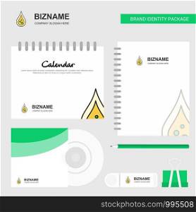 Water drop Logo, Calendar Template, CD Cover, Diary and USB Brand Stationary Package Design Vector Template