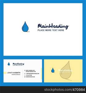 Water drop Logo design with Tagline & Front and Back Busienss Card Template. Vector Creative Design