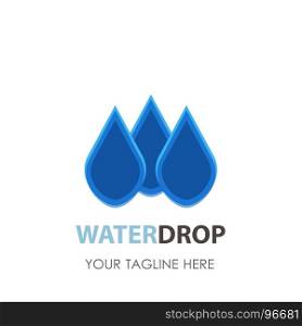 Water drop logo vector icon design clean aqua blue symbol nature liquid sign droplet