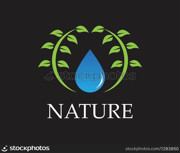 Water drop nature logo vector template