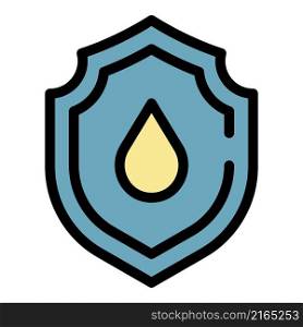Water drop shield icon. Outline water drop shield vector icon color flat isolated. Water drop shield icon color outline vector