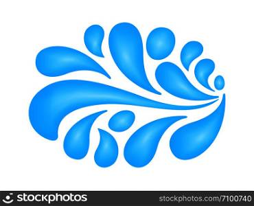 water drop splash isolated on white background, splash of water for element logo and icon, water drop splatter simple image for banner songkran festival, splash water drop symbol for graphic ad design