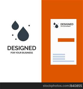 Water, Drop, Spring Grey Logo Design and Business Card Template