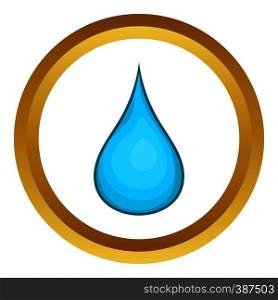 Water drop vector icon in golden circle, cartoon style isolated on white background. Water drop vector icon