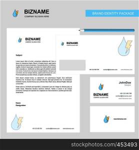 Water drop with current Business Letterhead, Envelope and visiting Card Design vector template