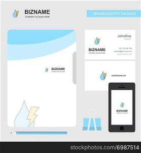 Water drop with current Business Logo, File Cover Visiting Card and Mobile App Design. Vector Illustration