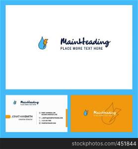 Water drop with current Logo design with Tagline & Front and Back Busienss Card Template. Vector Creative Design