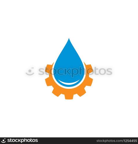 water drop with gear Logo Template vector illustration design