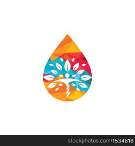 Water drop with human tree icon vector logo design. Nature plant water spring logo water drop natural design vector.