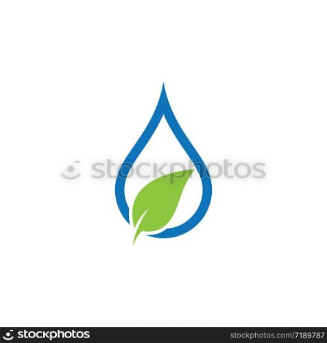Water drop with leaf logo template vector icon