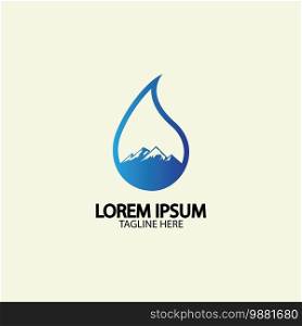 Water drop with mountain river icon Logo vector illustration for water business stock illustration