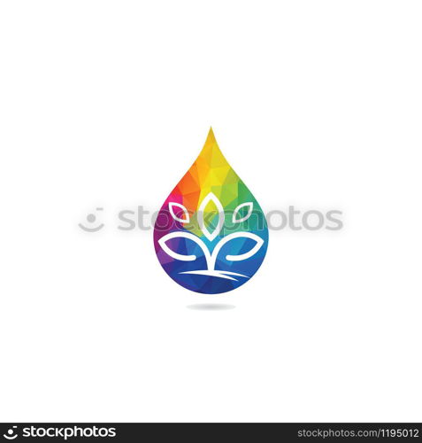 Water drop with tree icon vector logo design. Ecology, environment and agriculture vector icon.