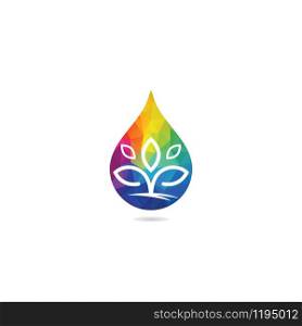 Water drop with tree icon vector logo design. Ecology, environment and agriculture vector icon.