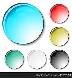 Water droplets in different colours with a shadow and can be used as web icons