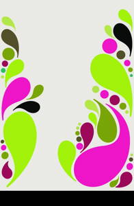 Water droplets vector illustration in vibrant pink and green
