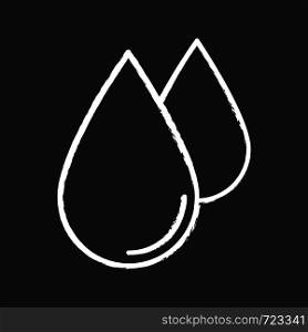 Water drops chalk icon. Liquid. Raindrop. Isolated vector chalkboard illustration. Water drops chalk icon