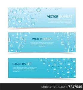 Water drops cool aqua shiny dew banners set isolated vector illustration