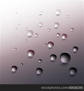 Water drops on a gray background. Round raindrops with shadows, inclined surface. Vector illustration.. Water drops on a gray background. Round raindrops with shadows on an inclined gray surface. Vector illustration