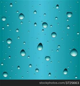 Water drops on window glass vector seamless background.