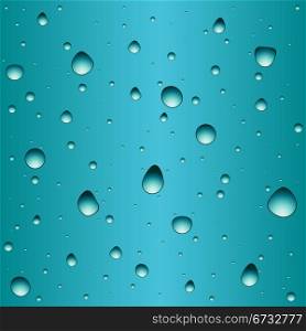 Water drops on window glass vector seamless background.