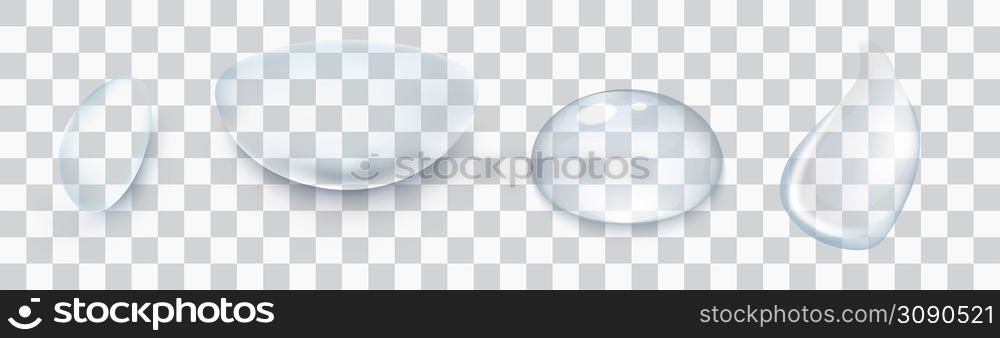 Water drops set isolated on the transparent background. Vector EPS illustration. . Water drops set isolated on the transparent background.