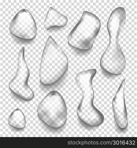 Water Drops Vector. Water Splash. Droplet Icon. Natural Dew. Isolated On Transparent Background Illustration. Water Drops Vector. Wet Backdrop. Clean Fresh Water. Abstract Bubble. Isolated On Transparent Background Illustration