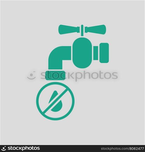 Water faucet with dropping water icon. Gray background with green. Vector illustration.