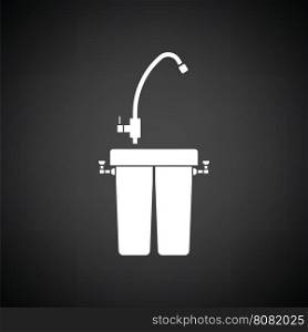 Water filter icon. Black background with white. Vector illustration.