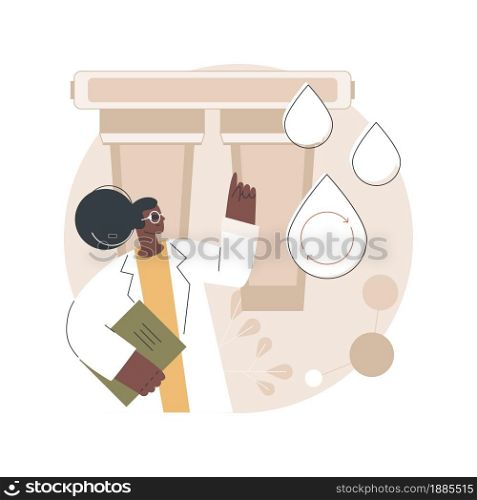 Water filtering system abstract concept vector illustration. Water filtering innovative solution, home treatment system, drinking water delivery service, whole house filtration abstract metaphor.. Water filtering system abstract concept vector illustration.