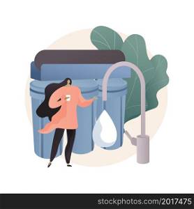 Water filtering system abstract concept vector illustration. Water filtering innovative solution, home treatment system, drinking water delivery service, whole house filtration abstract metaphor.. Water filtering system abstract concept vector illustration.