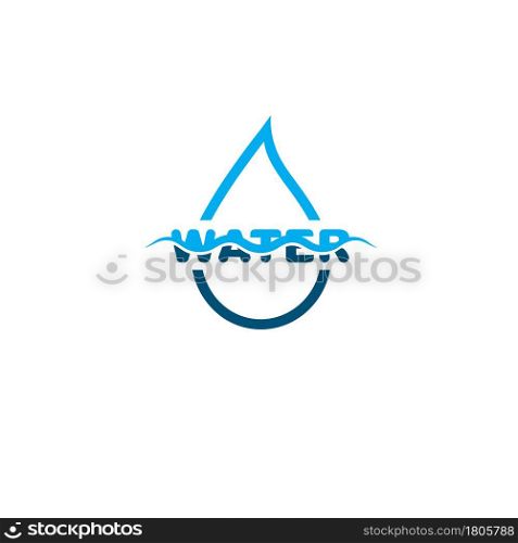 water font wave with water drop icon vector design concept web
